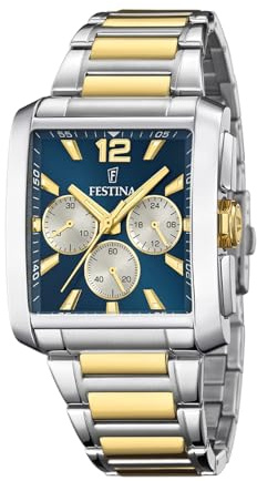 Festina Herrenuhr Analog - Edelstahl 316L Mehrfarbig - Quarzwerk - Chronograph - Gehärtetes Mineralglas - Wasserdicht 5 ATM - F20637/6 Special Prices