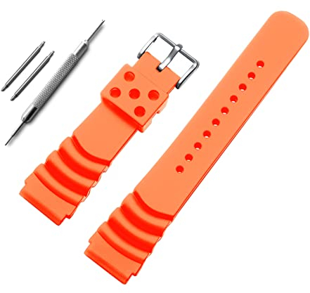 ADDIESDIVE Uhrenarmbänder aus Silikon für Herren, Gummi-Armband mit Schnellverschluss, für Uhren, orange 20mm