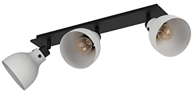 Eglo Spotlight bar Matlock | ceiling light fitting with 3 adjustable spot lights, industrial design living room lamp made of black and grey metal, track