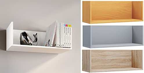 VCM Holzregal hängend | platzsparendes Regal | Maße: H.. 25 x B. 70 x T. 25 cm | Elegantes Regal hängend | Aufbewahrungsregal | Bücherregal | Wandboard - Lona Grau