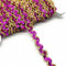 Yalulu 13 Yards Wellen Glänzendes Pailletten Stoff Ribbon Applique Trim Spitzenband Paillettenband Glitzer Borte aus Dekoband Zierband DIY Nähen Bastelprojekte (Rose Rot-Gold)