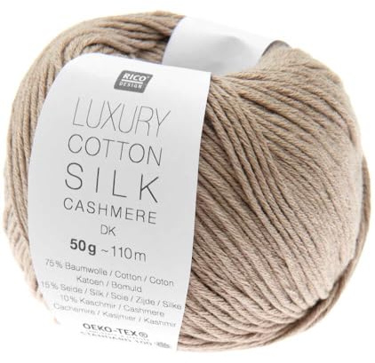 Rico Design 50g Luxury Cotton Silk Cashmere dk - Farbe 02 - staub - das Garn begeistert mit seinem gleichmäßigen Maschenbild