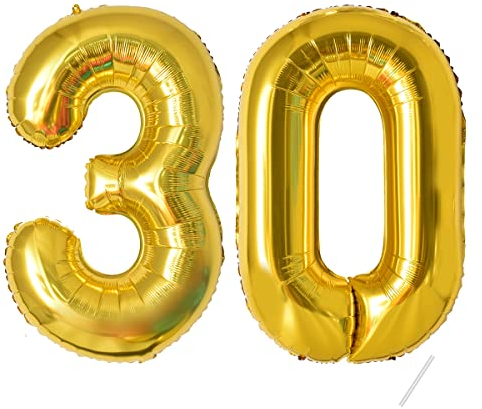 Zahlen luftballon 30 jahre | Gold Folienballon-40-101cm 30 Geburtstagsdeko - 30 Ballon Zahl Deko zum Geburtstag fliegt mit Helium 30.Geburtstag für Männer Frauen 30.Geburtstagsparty Jubiläum