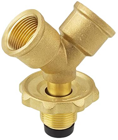 Ronyme Propane Y Splitter Adapter Heavy Duty Cylinder Bottle Adapter 2 Way Hose 1 in 2 Outlet Gas Tank Tee Adapter for Trailer, Bbq Grills, Heater, Zinc Alloy