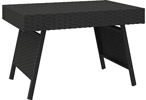 vidaXL Beistelltisch Klappbar, Tisch für den Außenbereich Innenbereich, Beistelltisch für Garten Terrasse, Couchtisch Gartentisch, Schwarz Poly Rattan