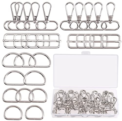 OUZRTG Packung mit 30 D-Ring aus Metall, Tri-Glide D-Ringe, Schnallen, drehbare Karabiner, Schnalle für Taschen, Basteln, Handtaschen, Handwerk (25 mm & 32 mm, White)