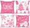 Lanpn Lot de 4 Blanc et Rose Housse de Coussin Noel 45x45 cm, Taie d'oreiller Hiver Flocon de Neige Parure de Oreiller de Décoration de Lit Noel Deco pour Chambres Canapé Noël Decoration (Rose)