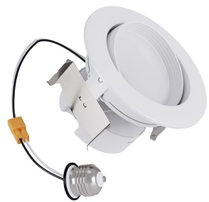 HALO RA 4 inch LED Recessed Light Trim with Adjustable Gimbal, Selectable Lumens and Selectable Color Temperature, Dim-to-Warm Feature, Damp Location Rated RA4LS9FSD2W1EWH
