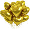 Foil Heart Balloons - Gold, 10PCS Heart Shaped, 18 Inch Metallic Gold Love Balloons for Helium, Golden Wedding, Valentine's Day, Birthday Party, Anniversary