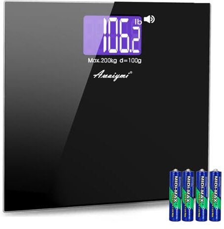 Awaiymi Sprechende Waage für Körpergewicht, 200 kg, sprechende Badezimmer-Körperwaage für ältere oder sehbehinderte, inklusive Batterien