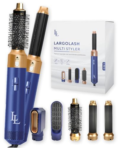 Cepillo Secador de Pelo 5 en 1 Largolash – Secador, Alisador y Rizador con Tecnología Iónica | Voluminizador de Cabello con 3 Temperaturas | Apto para Todo Tipo de Cabello (Marine)