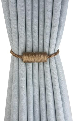 Pangogogo Einfach und Elegant Vorhang Raffhalter | Stark Einfache Montage Raffhalter für Vorhänge | Schöne Deko Raffhalter Magnetisch (2, Brown)