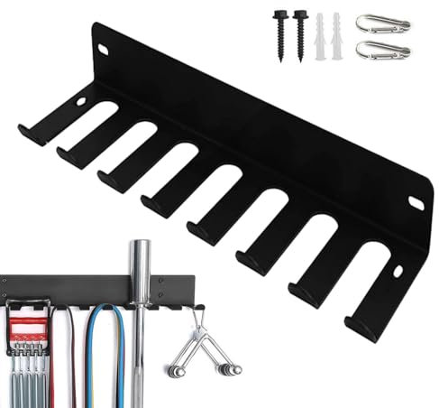 Generisch Modern Metall Fitnessstudio-Aufbewahrungsregal - Aufhänger für Langhantel, Springseil, Gewichte & mehr - Wandhalterung mit schwarzer Beschichtung - für Fitnessstudio, Garage & mehr