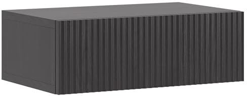 Selsey Nachttisch Beistellschrank Beistelltisch Nachtschrank 50 cm Hängend mit Schublade Portland Esche Schwarz Gefräste Fronten Nolie