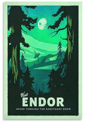 Endor Vintage-Reiseposter, Star The Wars, Filmposter, Leinwand, Wanddekoration, ästhetischer Schulbedarf, Gemälde, 60 x 90 cm