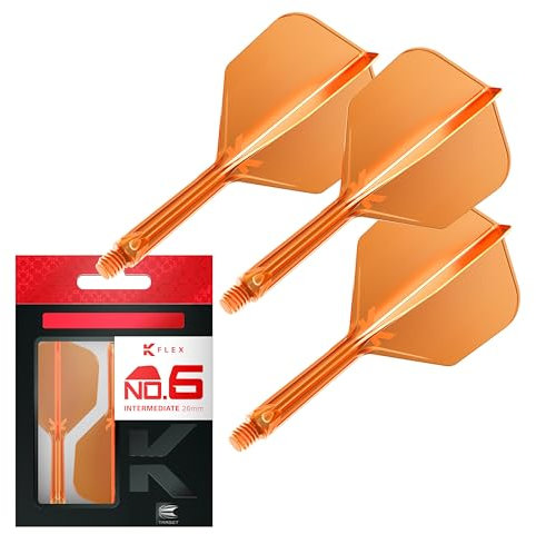 Target Darts K Flex Integrated Dart Flights and Shafts, Nr.6 Orange (Intermediate) | 3er Pack K-Flex - No6, Kflex All In One Moulded Dart Flight & Stem | Professionelles Dart Zubehör