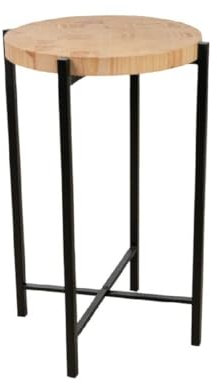 Romimex Beistelltisch, Braun, Beige, Metall, Marmor, 35 x 57 x 35 cm