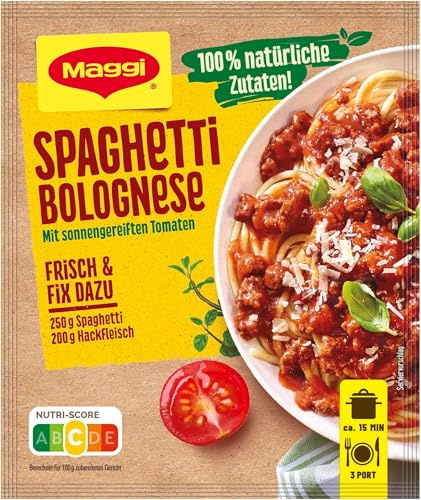 MAGGI Fix für Spaghetti Bolognese, Würzmischung, 100% natürliche Zutaten, für 3 Portionen, 10er Pack (1 x 36g Packung)