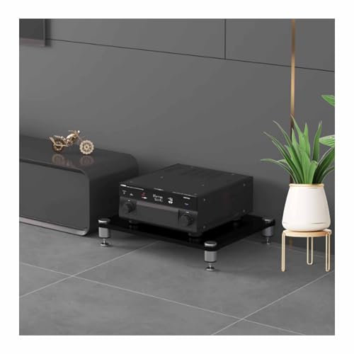 AV-Medienständer, Verstärker-Rack-Regal, Audio-Video-Regal, Eckregal, TV Rack HiFi Regal Audio Schrank, offener CD-Player-Ständer, für Plattenspieler & Stereoanlagen & Kompaktanlage(Nero,60*48*10cm)