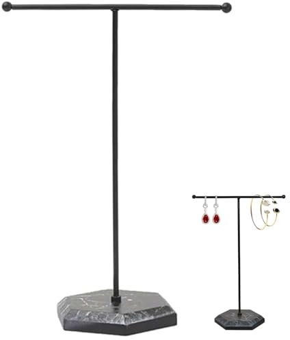 JJiaoLinin Schmuck Organizer, Schmuckständer, Metall-Schmuckständer, Metall T-Bar Schmuckhalter, T-Stange, Halskettenhalter, Für Halsketten, Armbänder, Ohrringe, Ringe, Uhren Usw(Schwarz)