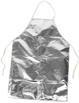 OSALADI Heat Resistant Aluminum Foil Apron for High Temperature Protection Fireproof Insulated Cooking Apron 110cm Length for Industrial and Kitchen Use