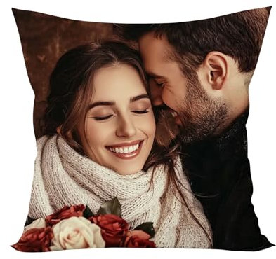 KQIVAM Custom Pillows with Picture, Personalised Pillow, Couples Photo Pillow, Custom Cushion Cover for Couple Kid Mother Lovers for Birthday Christmas Wedding, Valentine'S Day (Double-Sided)