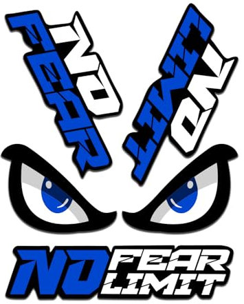 Biomar Labs® Set di 4 PVC Adesivi Stickers No Fear No Limit Eyes per Auto Moto Finestrìno Porta Casco Scooter Skateboard Bici PC Laptop Tablet Tuning D 44 New