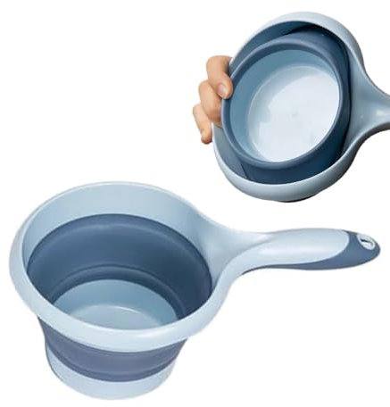 EnweiBingshi Folding Water Ladle, Collapsible Scoop Kitchen Ladles Cup, Bathroom Outdoor Dippers, Dipper Scoop Cup for Kitchen Ladles Bathroom Washing (Blue 1 Pack)