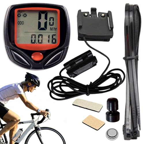 Tachometer und Kilometerzähler für Fahrräder, wasserdicht, mit Kabel und LCD-Display, Geschwindigkeits- und Entfernungsmesser für Radfahren, einfache Installation, ideal für Mountainbikes