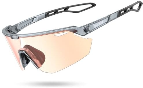 Lamicall Fahrradbrille Herren, Schnelle Brille Damen - [3S Selbsttönend] [28g TR-90 Ultraleicht] Sonnenbrille Fahrrad mit Verstellbare Nasenpad & Bügel, UV400 Laufbrille Sportbrille für Fahrrad/Laufen