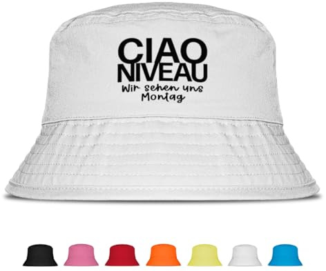 Ciao Niveau bis Montag - Lustiger Fischerhut – Der perfekte Sonnenhut für Herren & Damen – Ideal als Malle-Outfit, Party-Accessoire & Festival-Eimerhut für den Strand