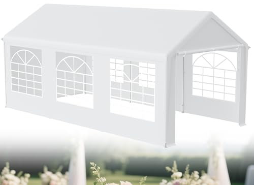 XMTECH Partyzelt Pavillon 3x6 m wasserdicht UV-Schutz 50+ mit herausnehmbaren Seitenteilen, Gartenpavillon Hochzeitszelt 18m² mit PE-Plane, stabil & wetterfest – Weiß