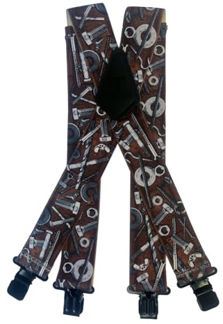 Tomahawk Heavy Duty Braces, Adjustable, Unisex Suspenders, Strong Clasp (Tool Medley Rustic Beam)