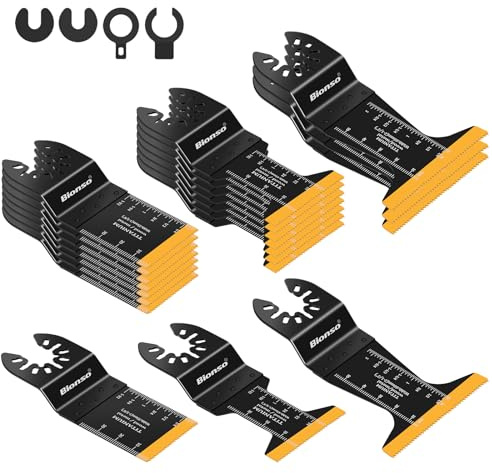 Bionso Oszillierende Titan-Werkzeug-Klingen schneidet Metall und Holz, scharfe und langlebige Multitool-Klingen, Multi-Tool-Klingen-Kits, oszillierende Sägeblätter für Dewalt, Milwaukee, Ryobi, Makita