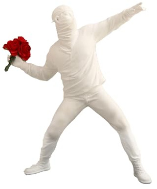 Moaobooh Banksy Figur Skulptur Der Blumenwerfer, Street Art Deko Figur für Heimbüro Wohnzimmer SammelKunst Dekorationen (Weiß)