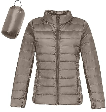 Femmes Doudoune Ultra Légère Courte Veste Duvet Chaud Hiver Compressible Blouson,Femme Manches Longues Duvet Manteau Matelassé Automne Col Montant Blousons d'Extérieur Décontracté