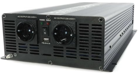 Solartronics NM5000 Voltage Converter 24V 230V Modified Sinus 5000W - 10000W Surge - Power Inverter 24V On 230V Current Transformer With Schuko-& USB Connector Solar Inverter Converter