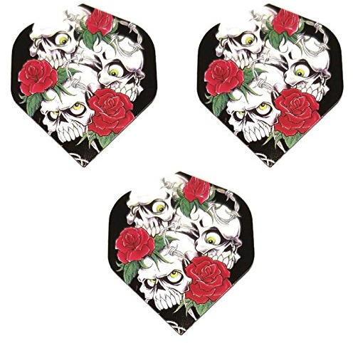 Art Attack Designa Metronic Totenkopf-N-Roses-Skelett-Blume 75 Mikron Standard Strong Dart Flights (1 Set)