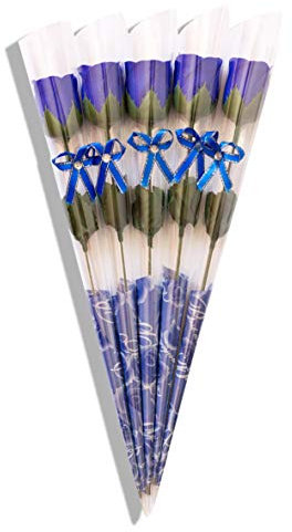 Sevenriver Handgemachte koreanische Seife Rose blau in Geschenkverpackung mit Schleife, 5 Stück