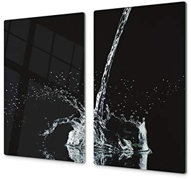 Planche de cuisine en VERRE trempé – Planche à découper en verre – Couvre-plaques de cuisson – UNE PIÈCE (60x52 cm) ou DEUX PIÈCES (30x52 cm chacune);D02 Série Eau: Eau 10