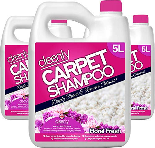 Cleenly Carpet Shampoo Cleaner Solution (15 litres) - Floral Fresh Fragrance - Safe for All Carpet Cleaning Machines - Effectively Removes Pet Odours