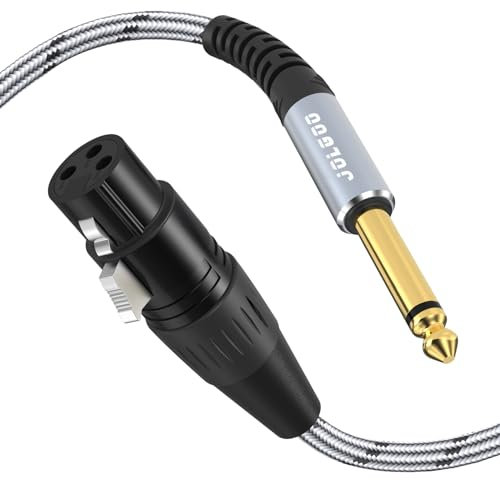 JOLGOO XLR Female to 1/4 6.35mm Mono TS Cable, Unbalanced XLR Female to 1/4 TS Plug Microphone Cable, 3 Meters