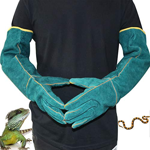 PJDDP Tierbehandlung Handschuhe Biss Proof 24 Zoll, Scratch/Bissbeständige Schutzhandschuhe, Verdickte Kuhfell Für Ausbildung Katzen, Hunde, Vögel Und Reptilien Zu Verhindern Tierbisse