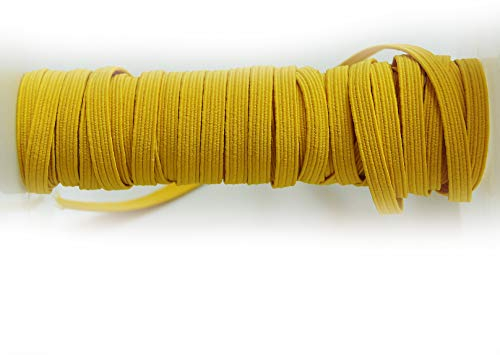 PrettyBoutique 6mm Corded Flat Cord Thin Elastic Dressmaking Waistband Headbands (Gold Yellow, 3 Metres)