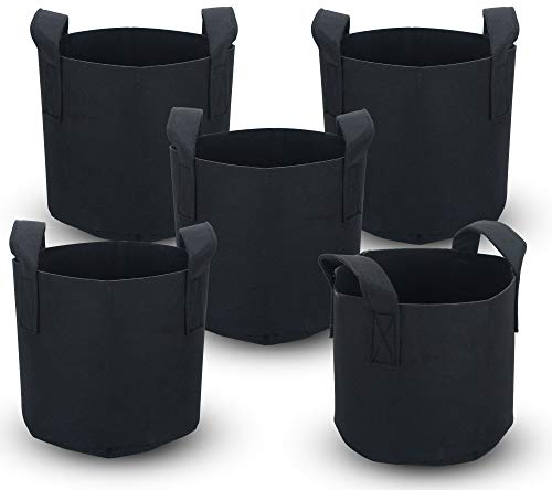 INTIRILIFE 5X Bolsa de plantación de Tejido Polar 75 litros -20 galones 55 x 30 cm - Maceta con Asas de Transporte para jardín, Invernadero - Maceta Bolsa de plantación Bolsa de plantación Bolsa