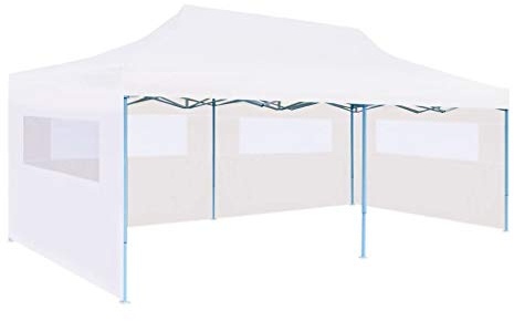 vidaXL Festzelt, faltbar, mit Seitenwänden, 3 x 6 m, Stahl, Weiß