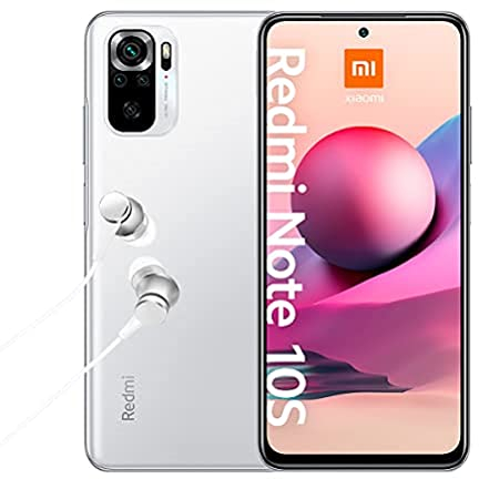 Xiaomi Redmi Note 10S Smartphone + Kopfhörer (16,33cm (6,43) FHD+ Display, 128GB interner Speicher, 6GB RAM, 64MP Quad-Rückkamera, 13MP Frontkamera, Dual SIM, Android 11) Weiß - [Exklusiv bei Amazon]