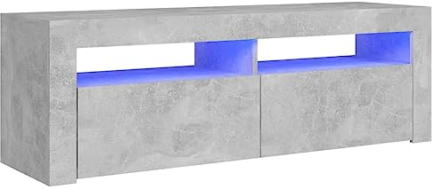 vidaXL TV Schrank mit LED-Leuchten Lowboard Fernsehschrank Fernsehtisch Sideboard HiFi-Schrank TV Möbel Tisch Board Betongrau 120x35x40cm
