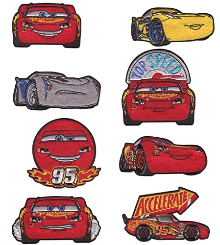 8 Embroidered Patches to be Ironed on Clothes. Decorative Patterns for Decorating and Repairing Trousers, Jackets, Backpacks, etc. (Cars)