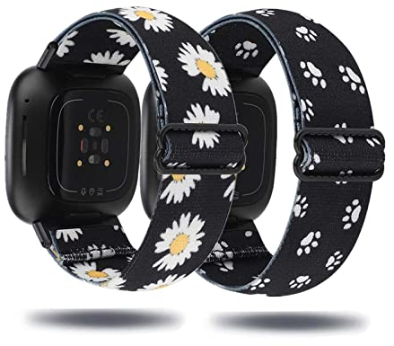 Kemikeji 2 Stück Armbänder für Fitbit Versa 3 Armband /Fitbit Sense Stoff Nylon Solo Loop Set Damen Herren Sport Watch Ersatzarmband Kompatibel mit (12)